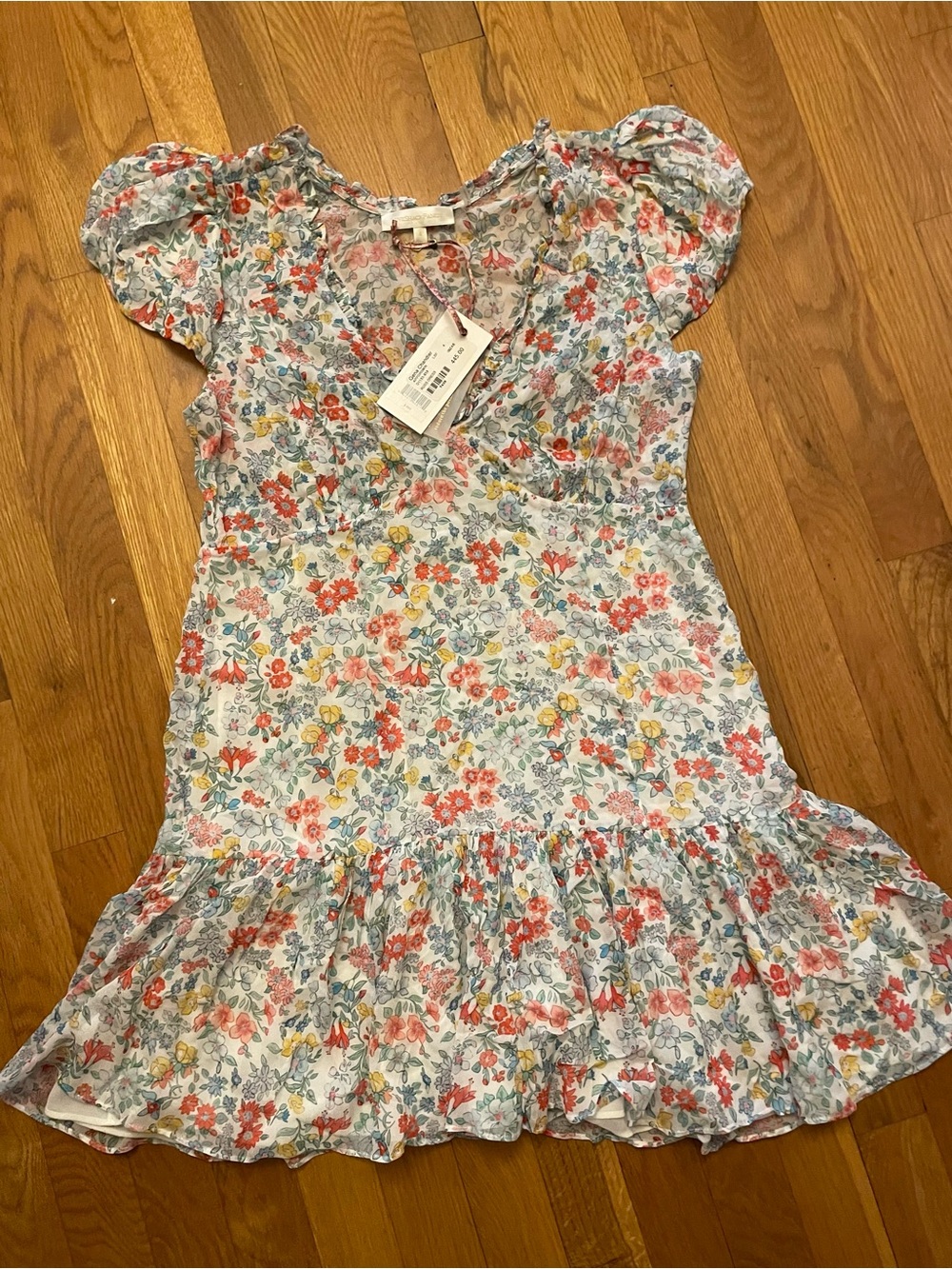 Loveshackfancy Russ floral Ruffle-Hem Mini Dress NWT size 4 original price $445